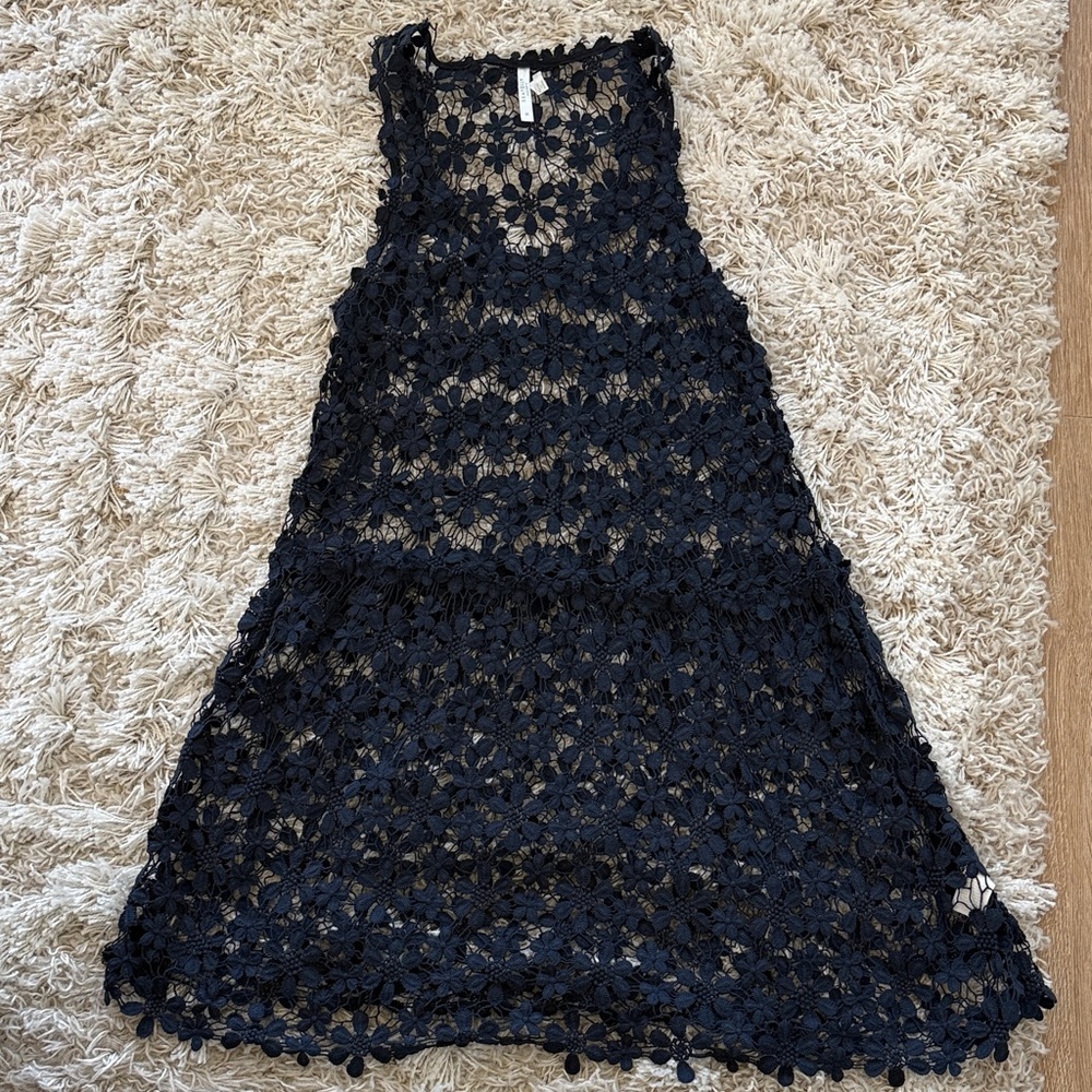 Seafolly Navy Floral Lace Cover Up Dress